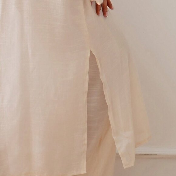 Apricot Women's Long Sleeve Open Front Long Kimono Cover Up - Picture 3 of 6